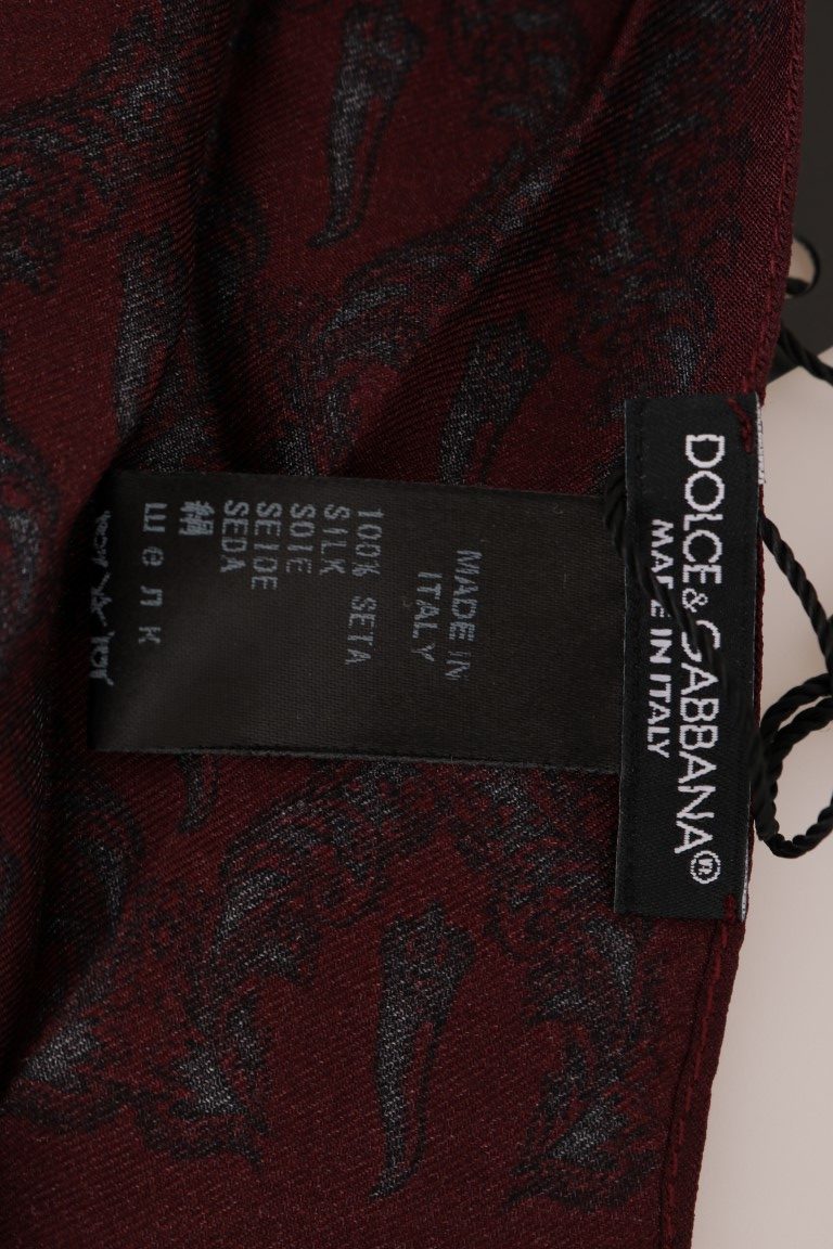 Dolce & Gabbana Bordeaux Seidenschal mit Krone und Chili
