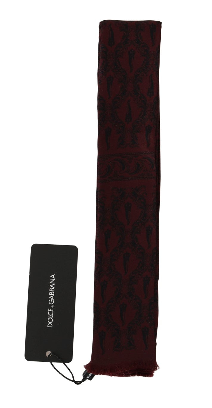 Dolce & Gabbana Bordeaux Seidenschal mit Krone und Chili