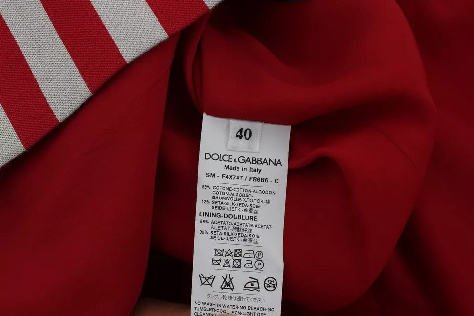 Dolce & Gabbana – Silberrot gestreifter Rock über dem Knie