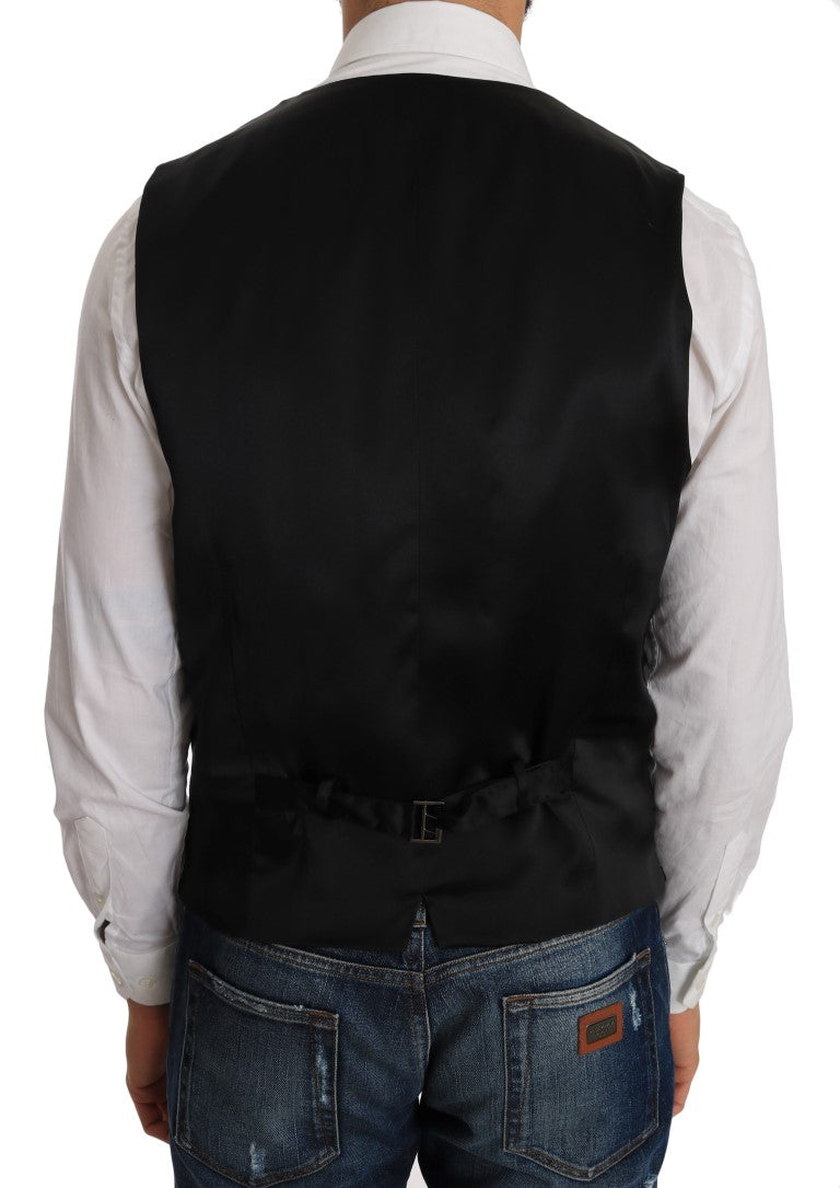 Dolce & Gabbana – Schmaler Cardigan aus grauer Wolle mit Muster