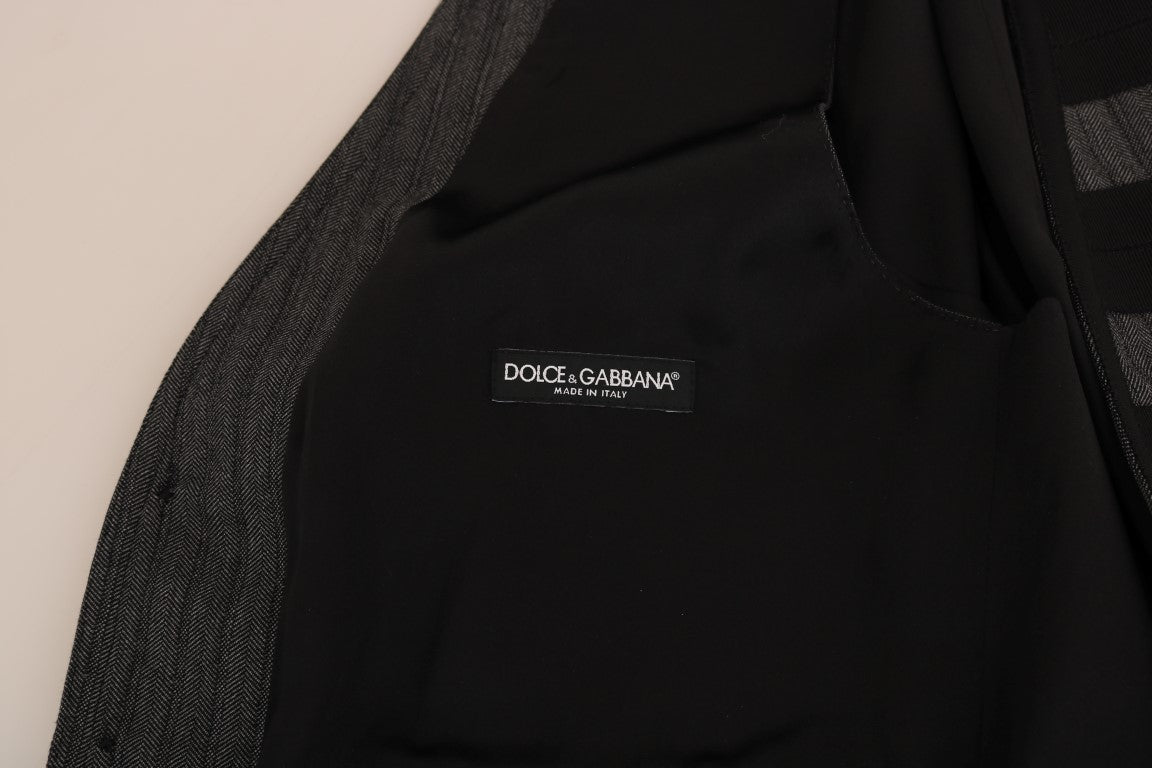 Dolce & Gabbana – Schmaler Cardigan aus grauer Wolle mit Muster