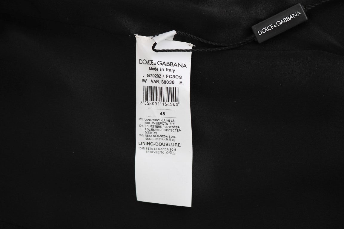 Dolce & Gabbana – Schmaler Cardigan aus grauer Wolle mit Muster