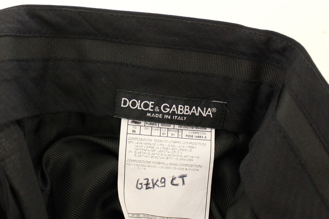 Dolce & Gabbana Schwarze Stretch-Bündchenhose aus Wolle