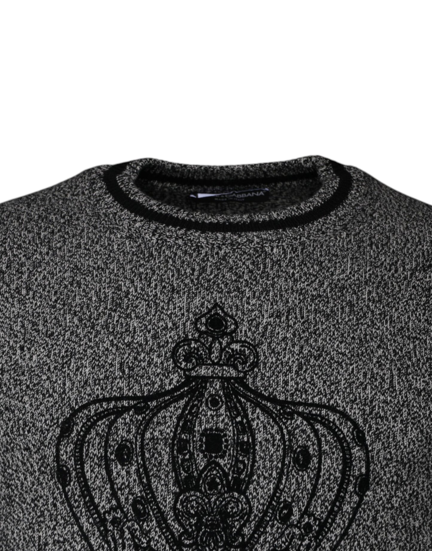 Dolce & Gabbana Grauer Pullover aus Kaschmir mit Kronenkönig