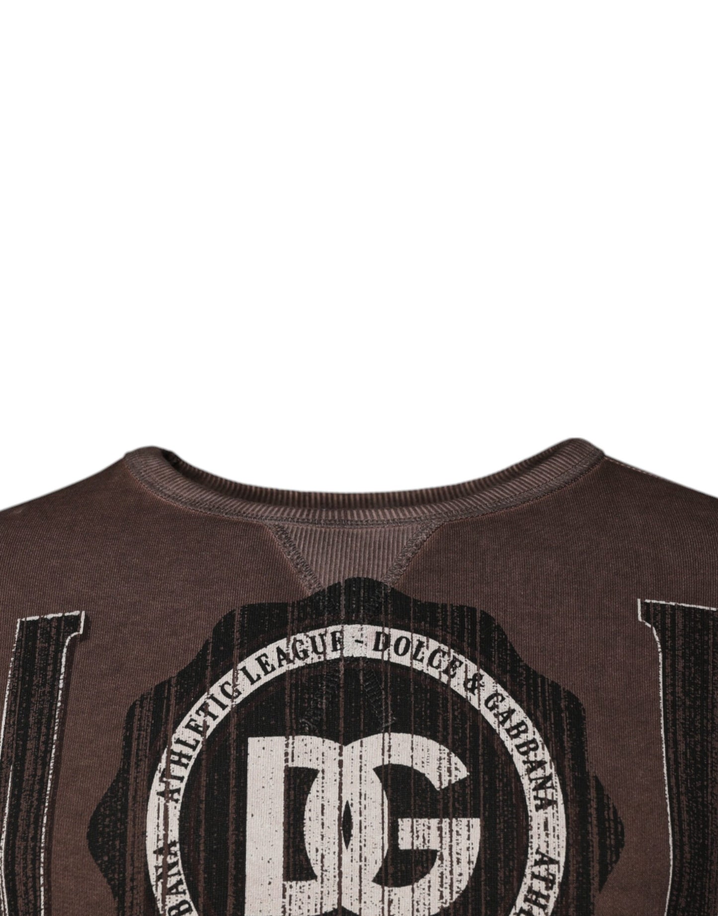 Dolce & Gabbana – Brauner Pullover mit Rundhalsausschnitt und Logo-Print