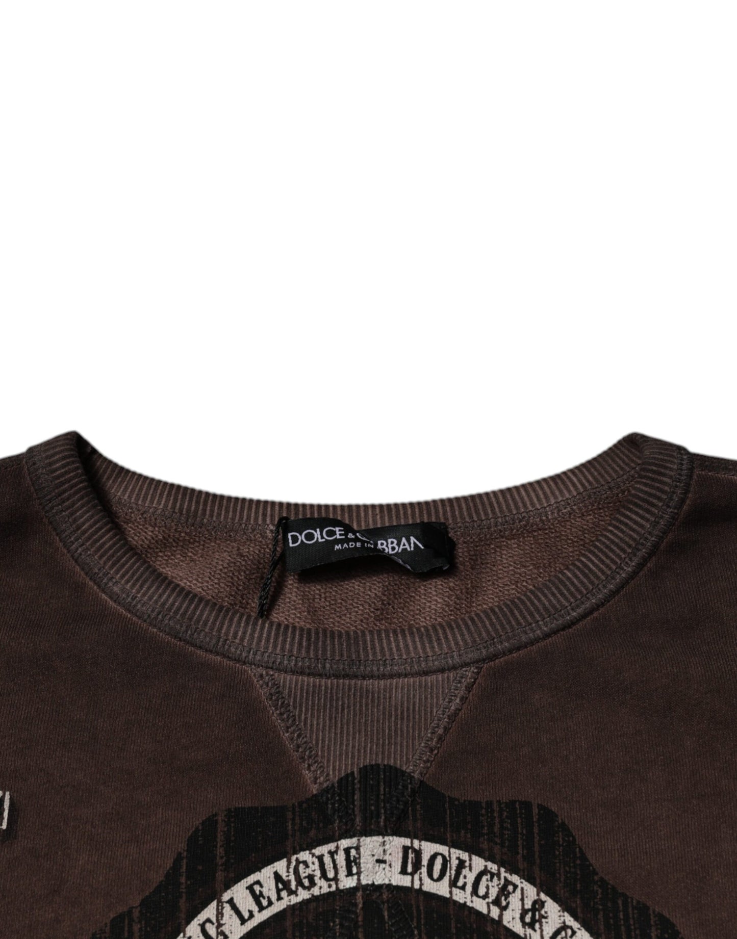 Dolce & Gabbana – Brauner Pullover mit Rundhalsausschnitt und Logo-Print