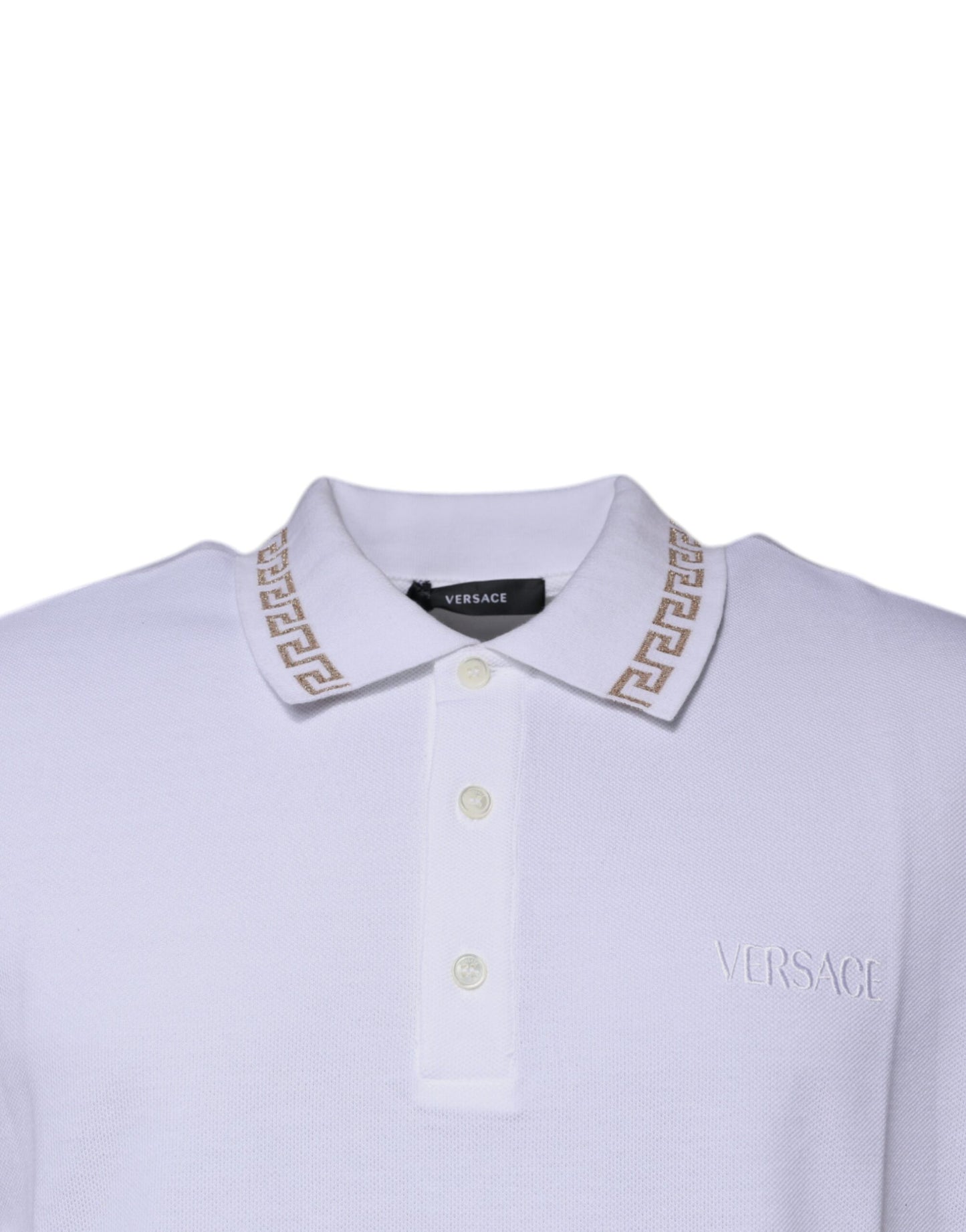 Versace – Weißes Polo-T-Shirt mit Kragen und kurzen Ärmeln aus Viskose für Herren