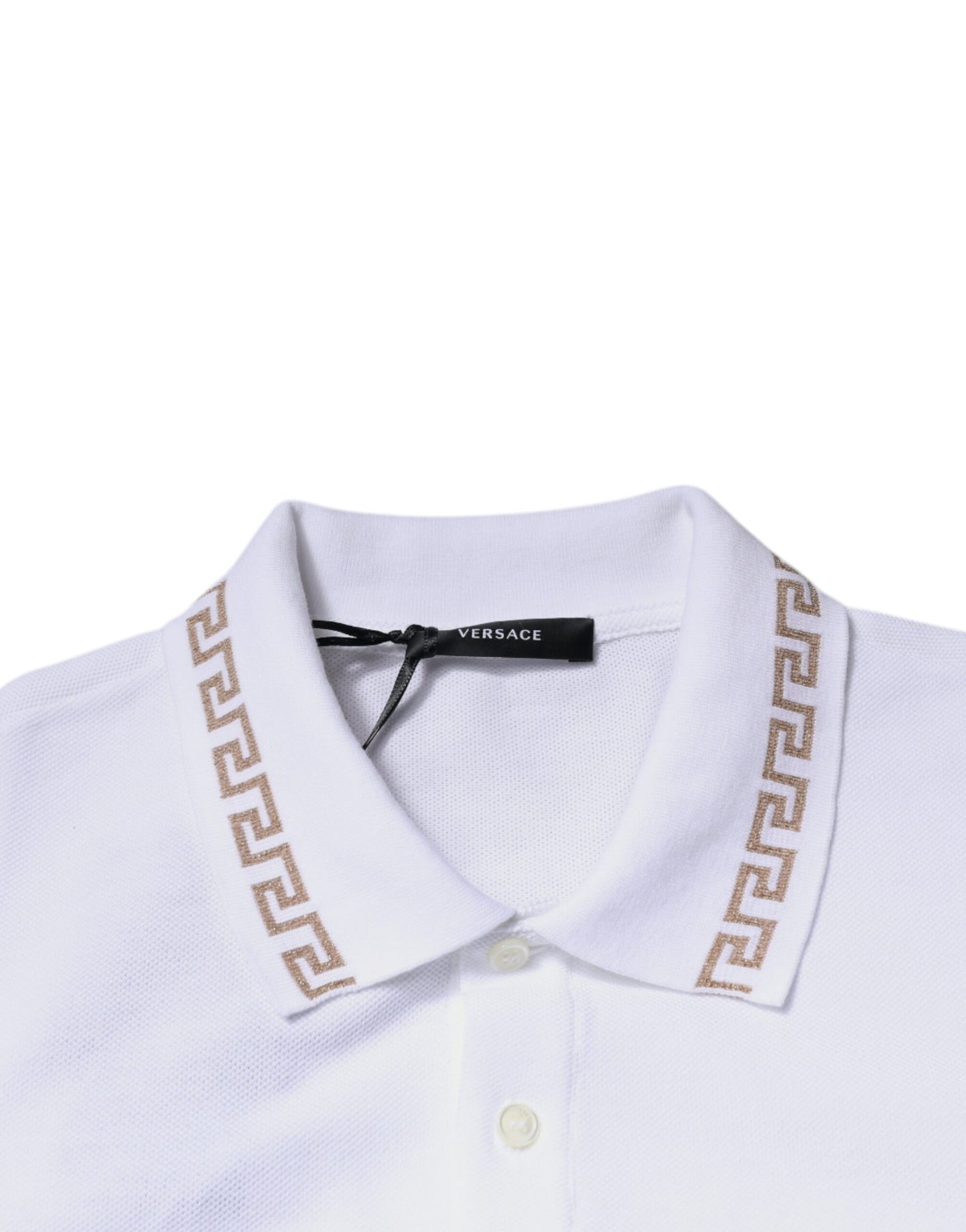 Versace – Weißes Polo-T-Shirt mit Kragen und kurzen Ärmeln aus Viskose für Herren