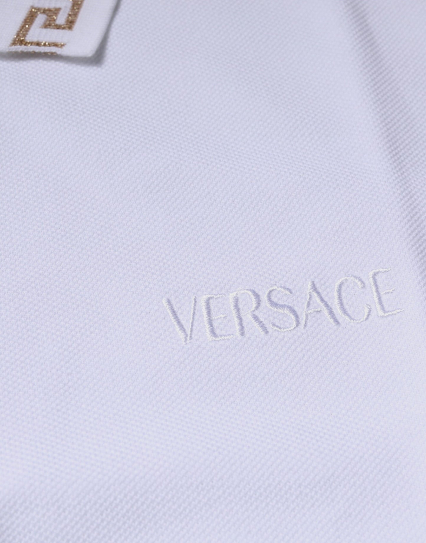 Versace – Weißes Polo-T-Shirt mit Kragen und kurzen Ärmeln aus Viskose für Herren