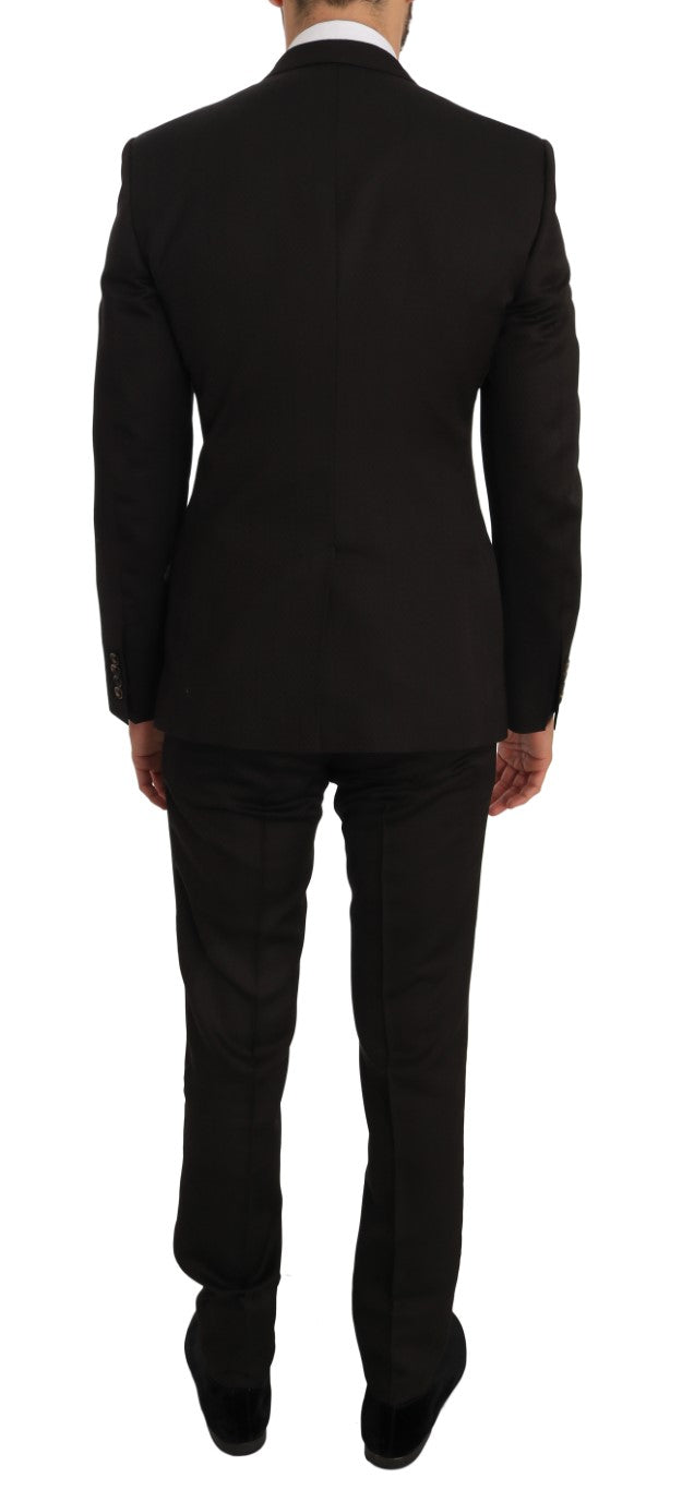 Dolce & Gabbana Braune Woll-Slim-Fit-Jacke mit Kristallbiene MARTINI