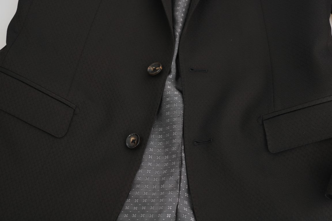 Dolce & Gabbana Braune Woll-Slim-Fit-Jacke mit Kristallbiene MARTINI