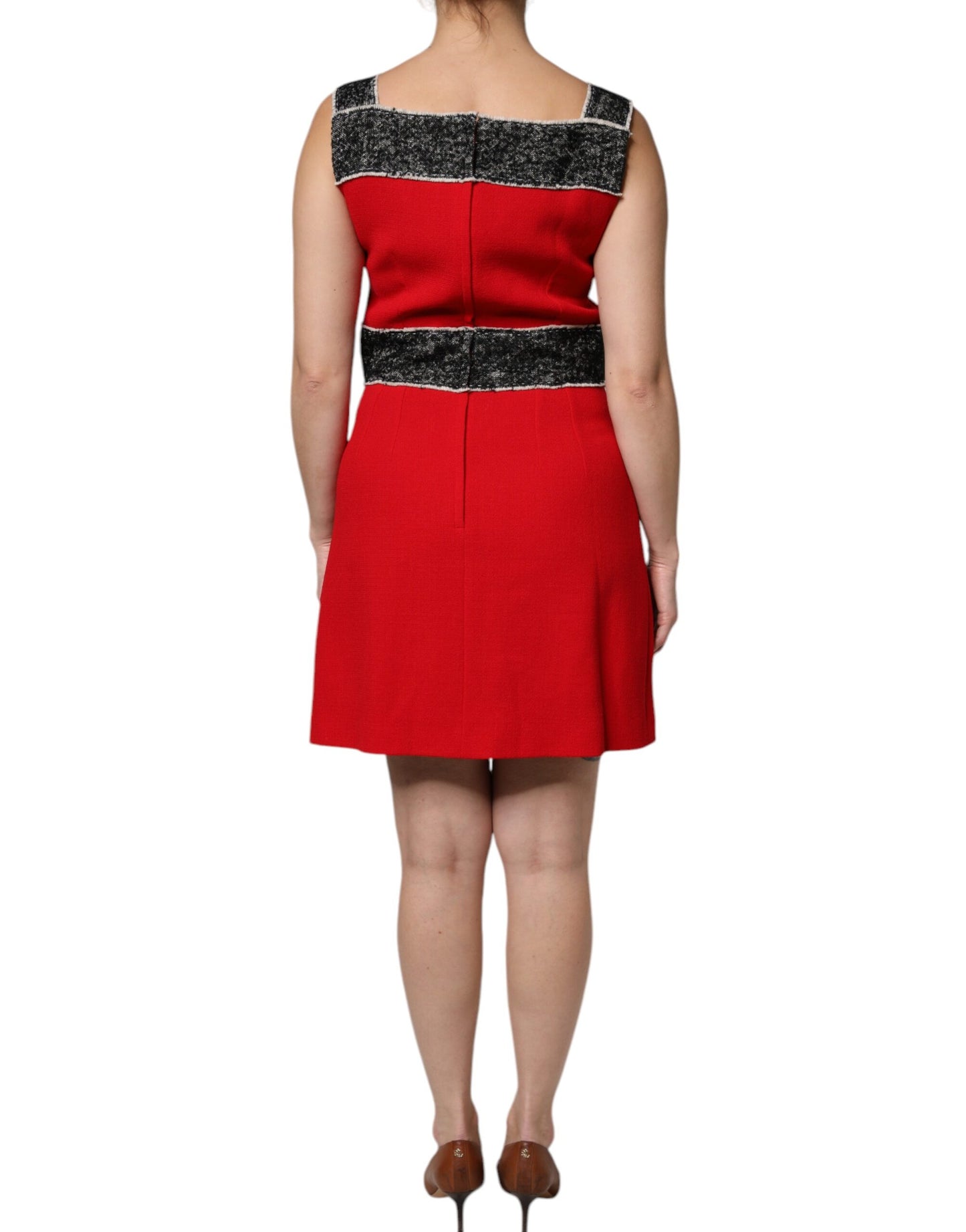 Dolce & Gabbana – Rotes, ärmelloses Minikleid aus Wolle in A-Linie