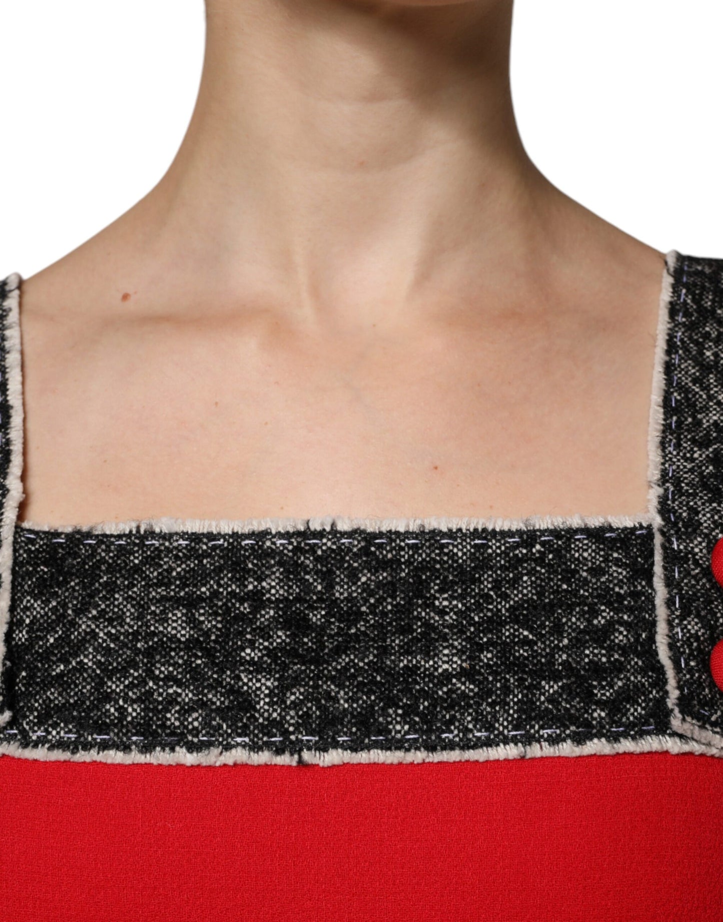 Dolce & Gabbana – Rotes, ärmelloses Minikleid aus Wolle in A-Linie