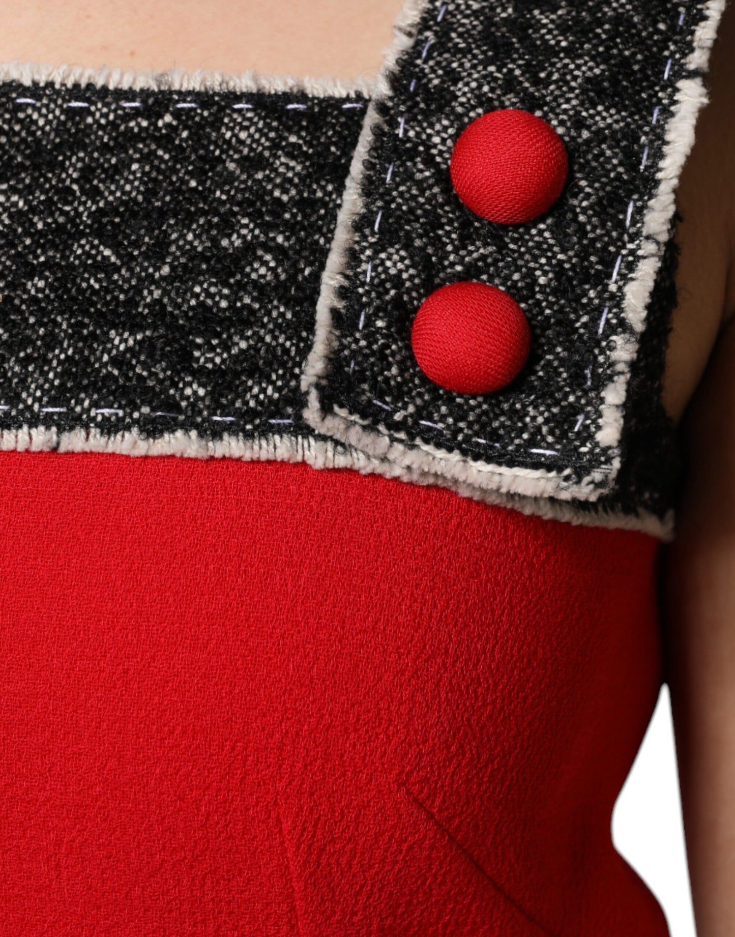 Dolce & Gabbana – Rotes, ärmelloses Minikleid aus Wolle in A-Linie
