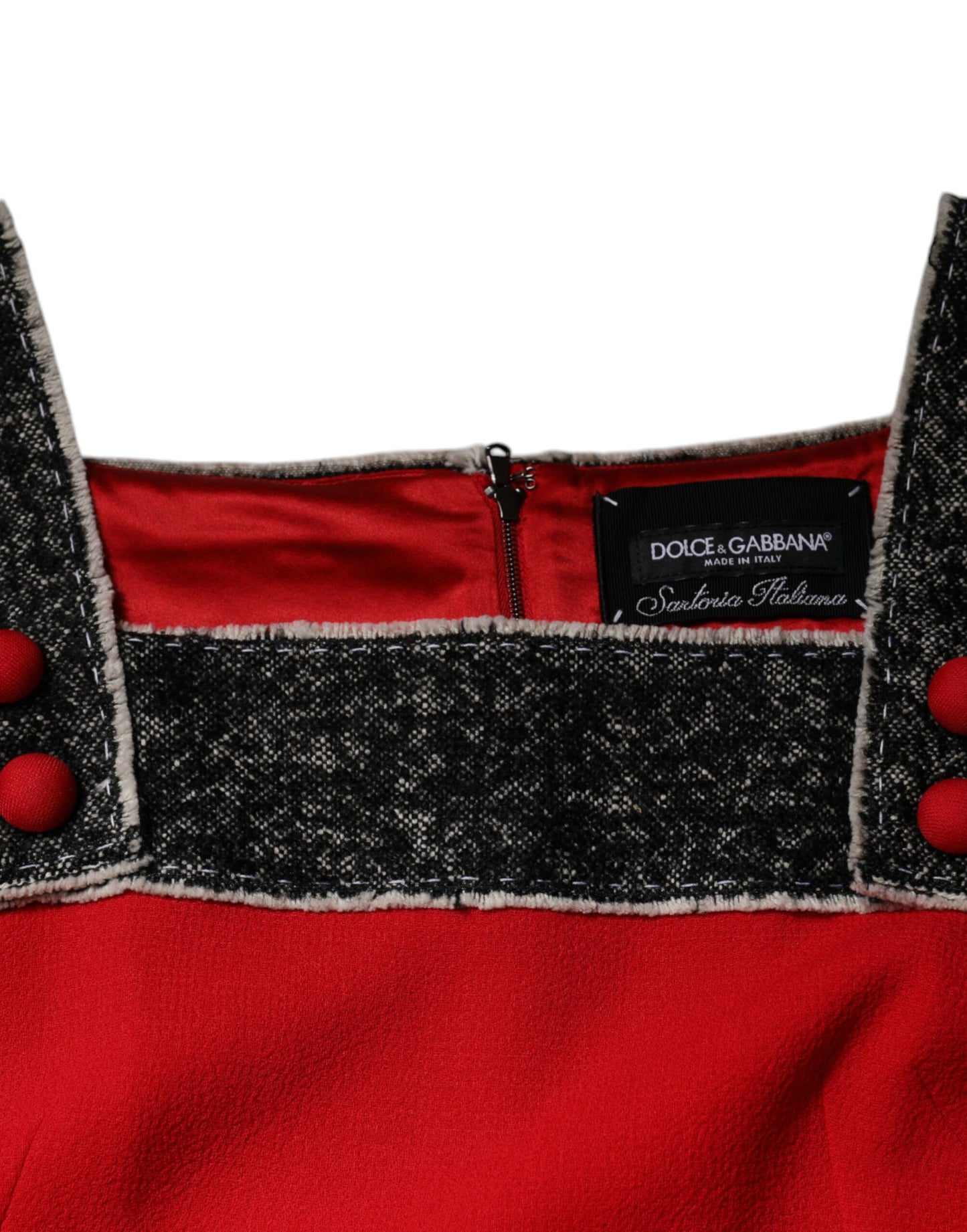 Dolce & Gabbana – Rotes, ärmelloses Minikleid aus Wolle in A-Linie