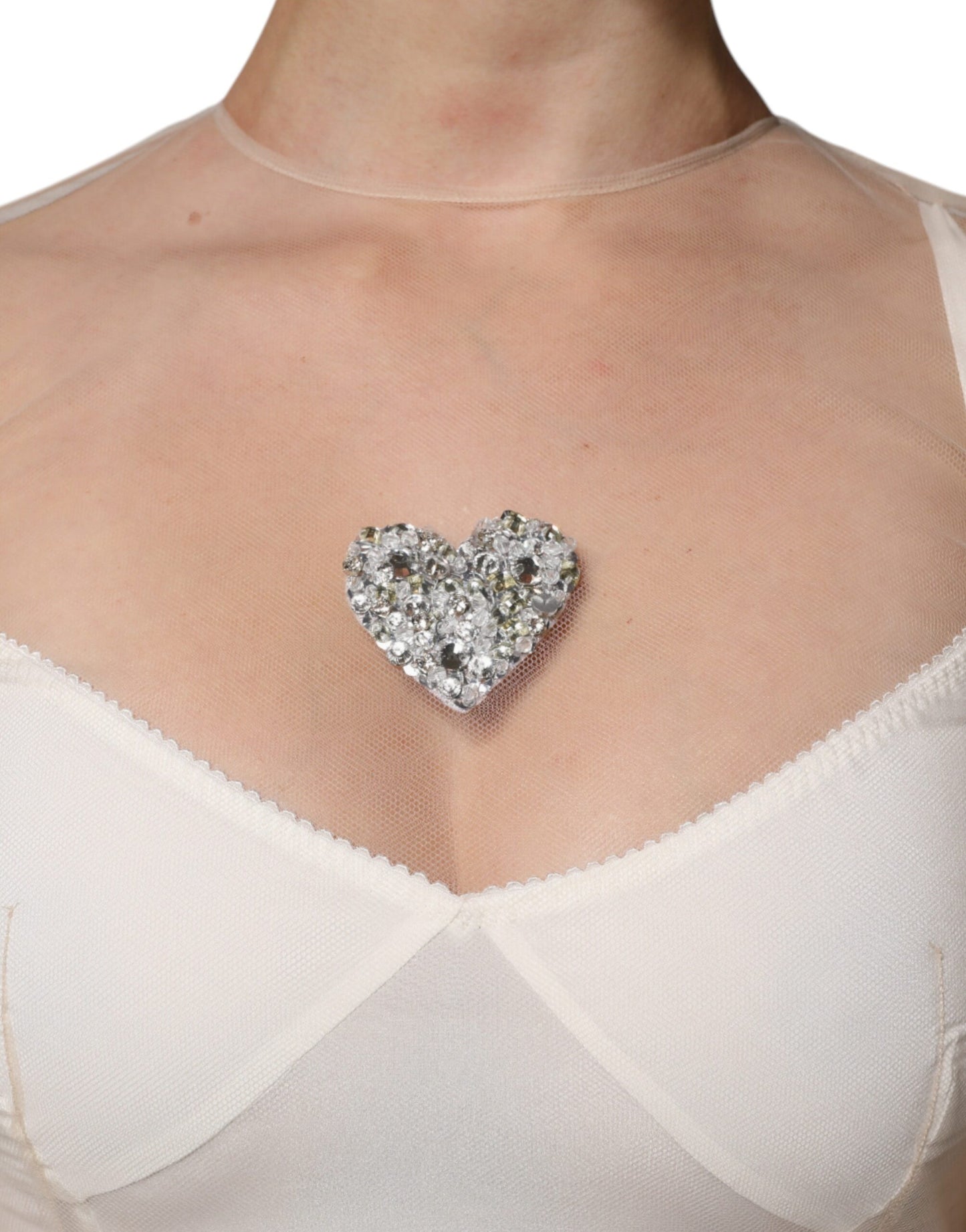 Dolce & Gabbana – Weißes, transparentes Tüll-Bustier-Midikleid mit figurbetontem Schnitt