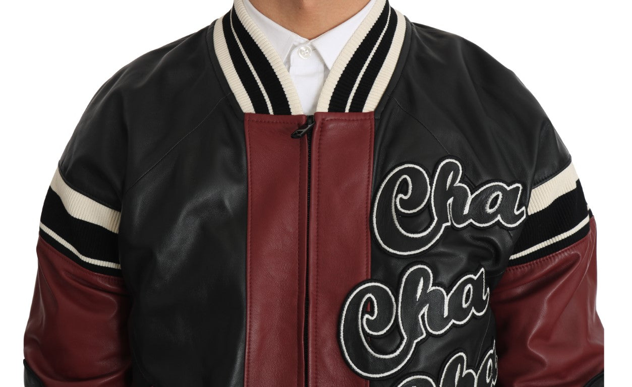 Dolce & Gabbana Leder Club Lounge Schwarz-Rote Jacke