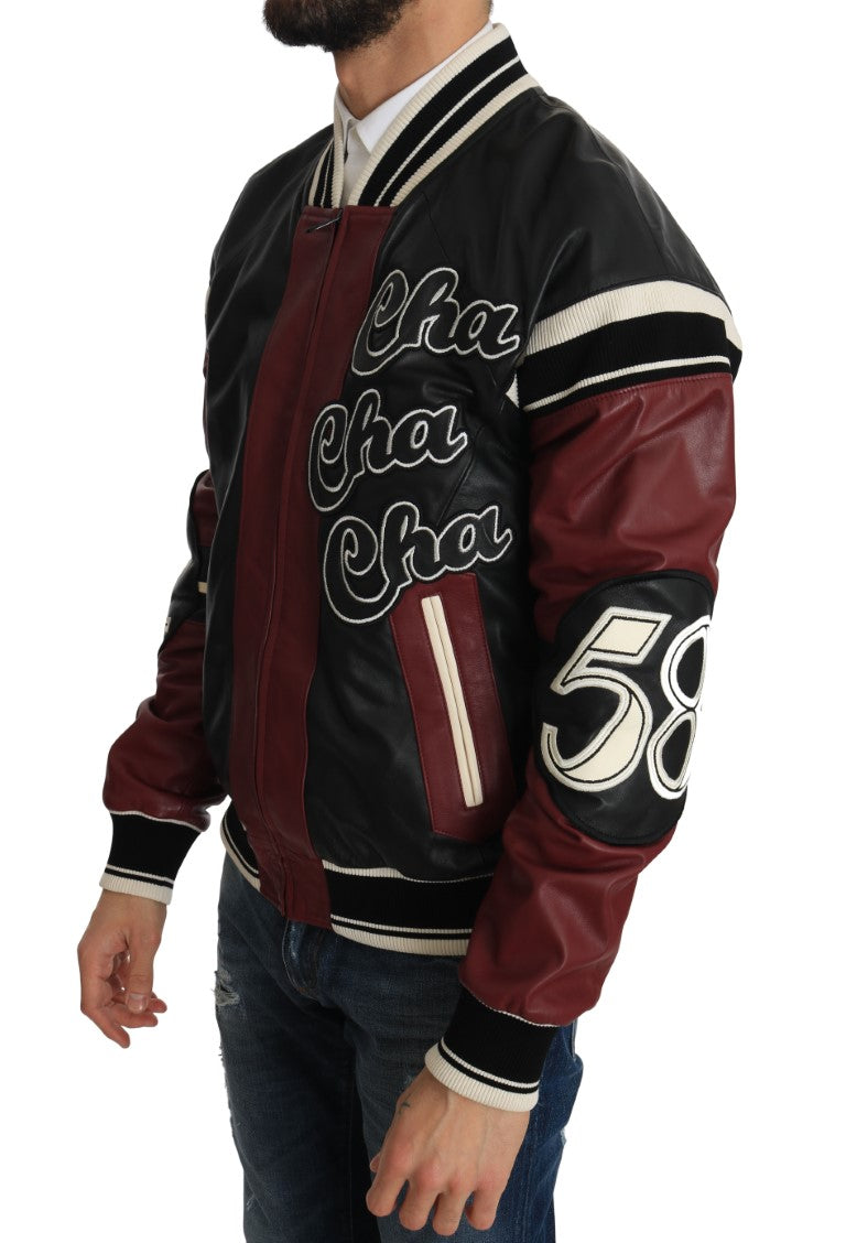 Dolce & Gabbana Leder Club Lounge Schwarz-Rote Jacke