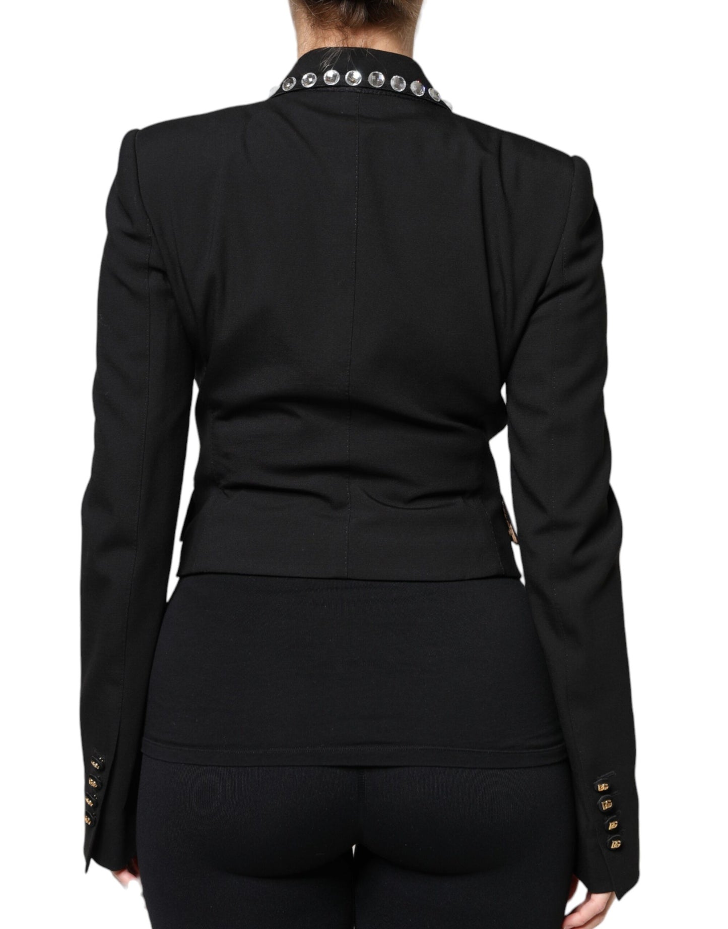 Dolce & Gabbana – Zweireihige Blazerjacke mit schwarzem Kristall