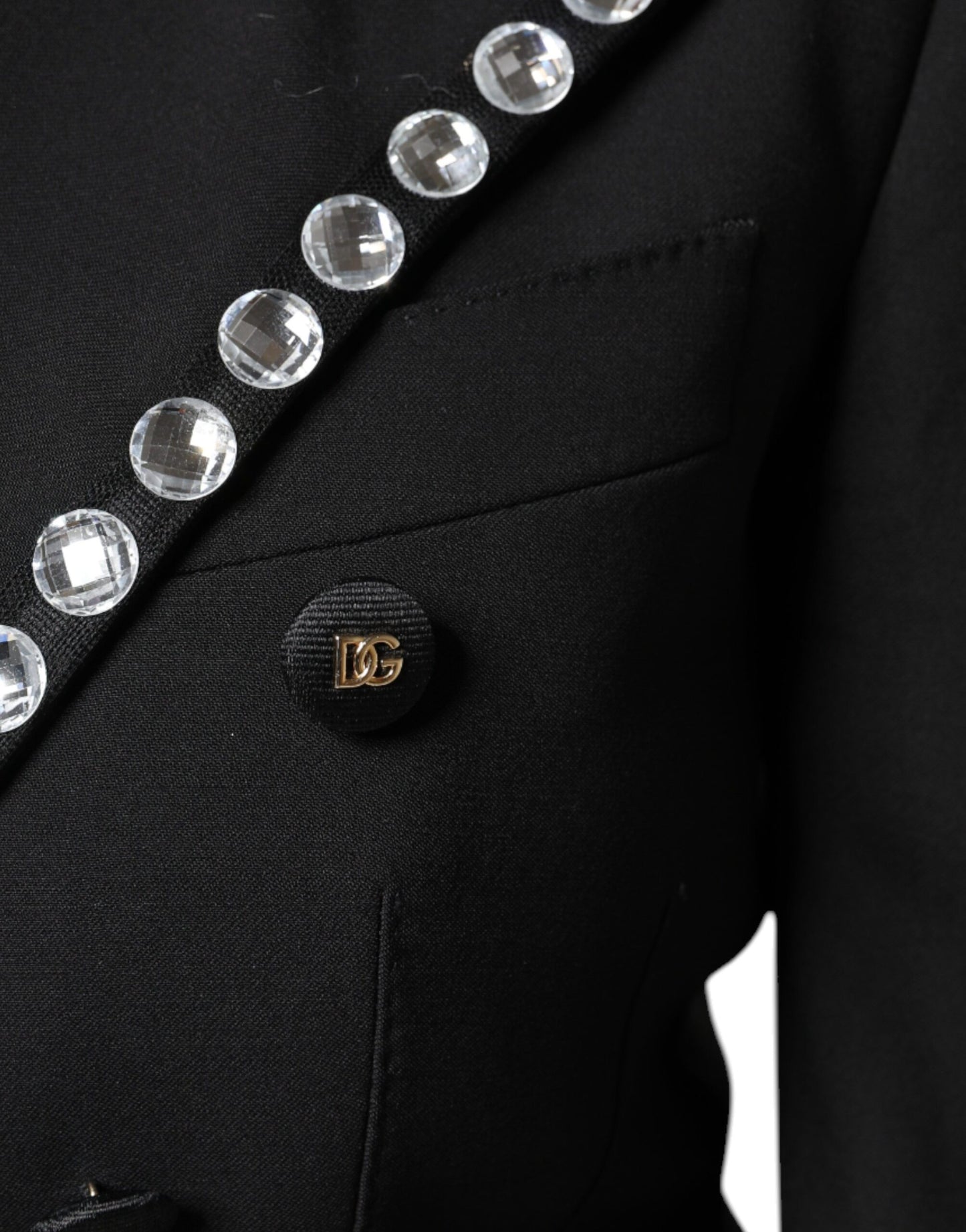Dolce & Gabbana – Zweireihige Blazerjacke mit schwarzem Kristall