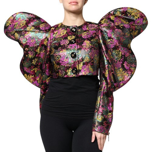 Dolce & Gabbana – Kurze Jacquard-Jacke mit mehrfarbigem Blumenmuster