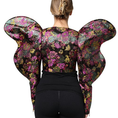 Dolce & Gabbana – Kurze Jacquard-Jacke mit mehrfarbigem Blumenmuster