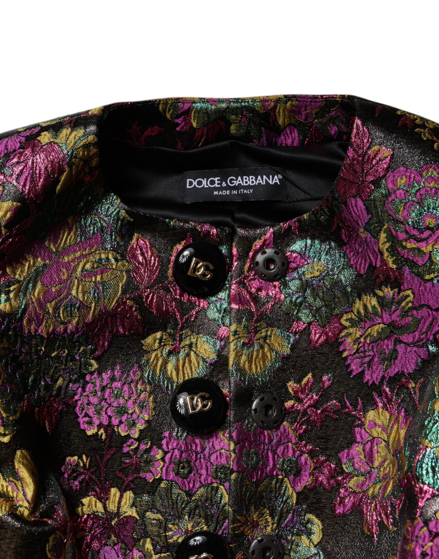 Dolce & Gabbana – Kurze Jacquard-Jacke mit mehrfarbigem Blumenmuster