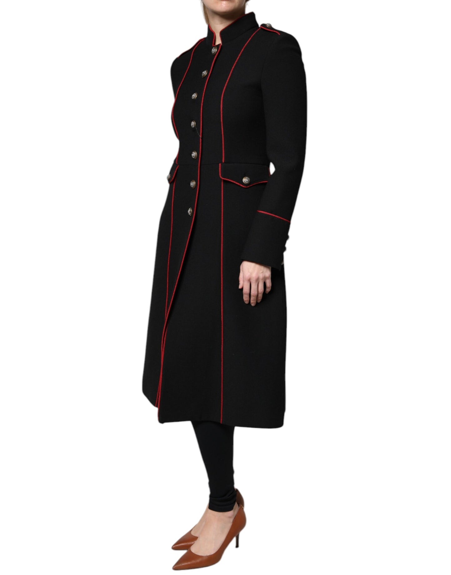 Dolce & Gabbana – Schwarze, einreihige Trenchcoat-Jacke