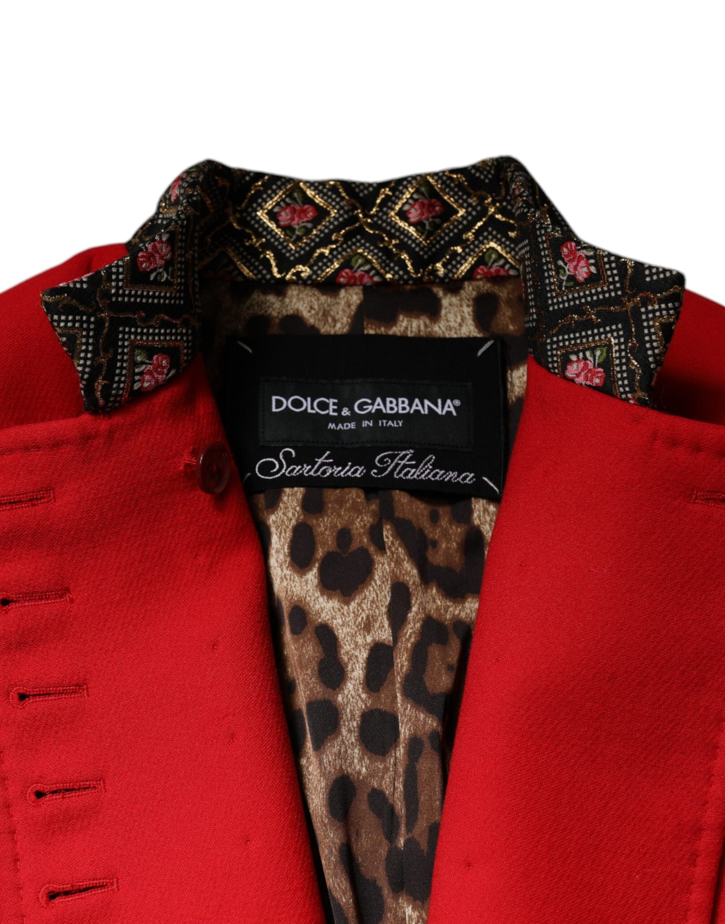 Dolce & Gabbana Rote Jacquard-Trenchcoat-Jacke aus Wolle für Damen
