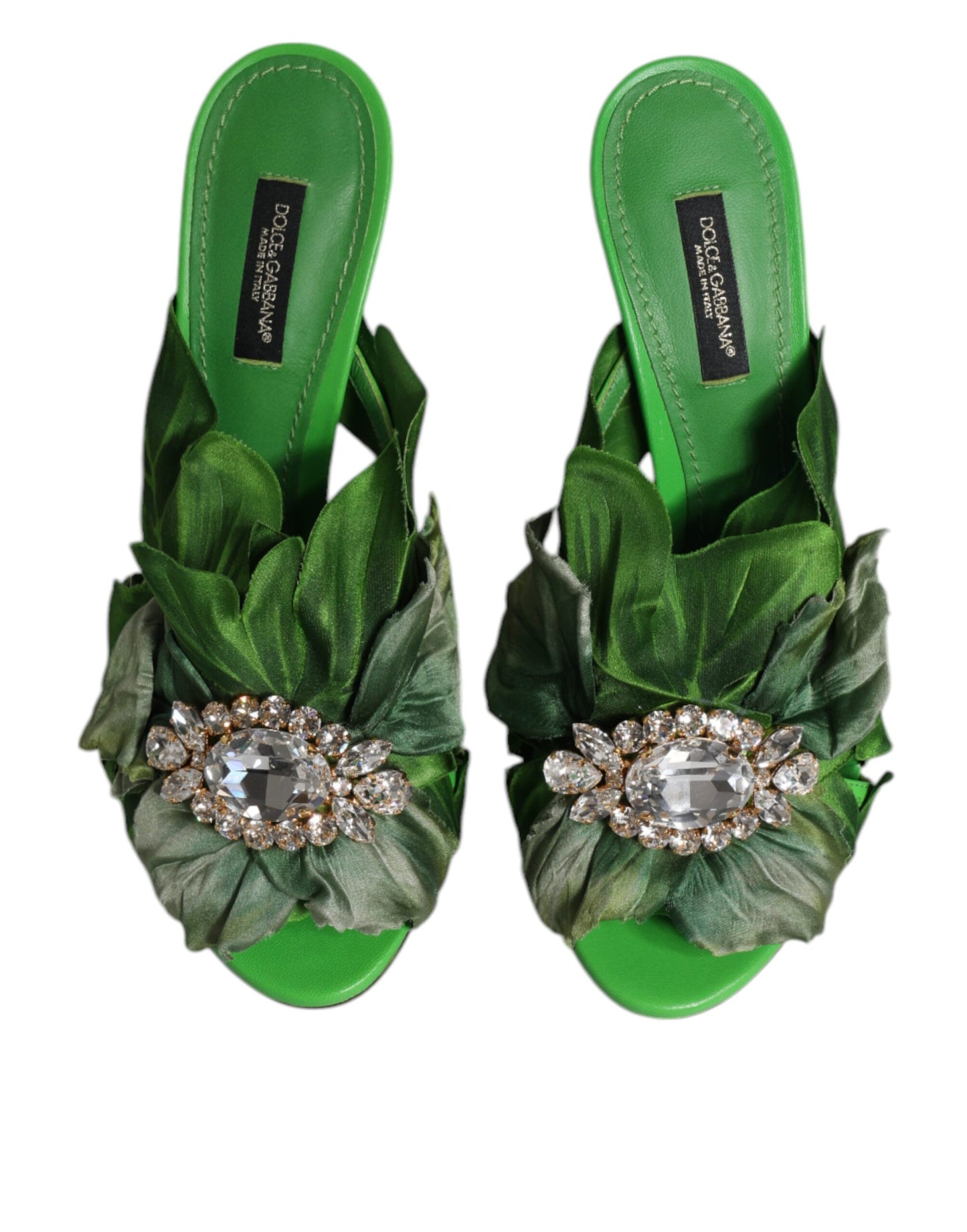 Dolce & Gabbana Grüne Kristall-Slides KEIRA Sandalenschuhe