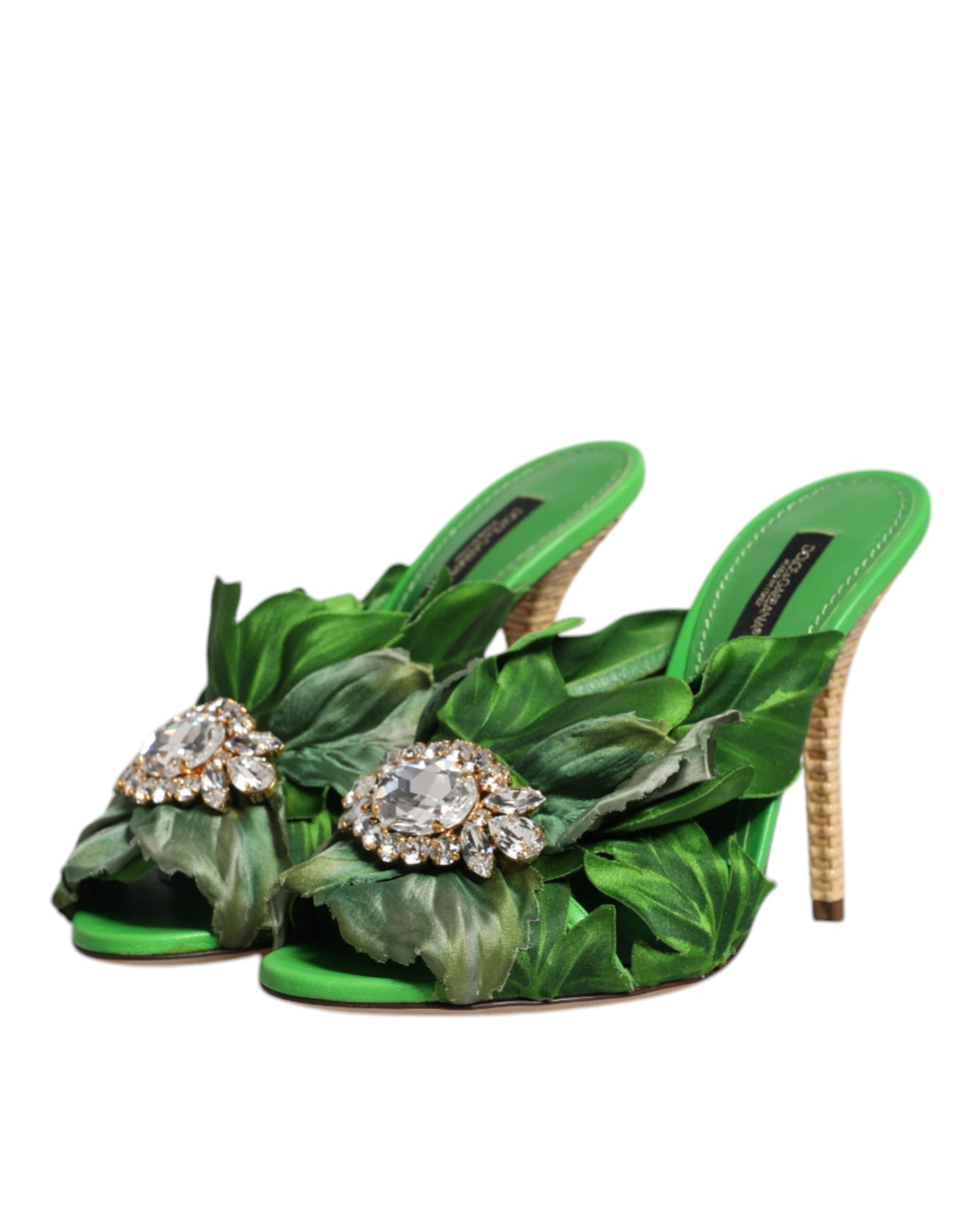 Dolce & Gabbana Grüne Kristall-Slides KEIRA Sandalenschuhe