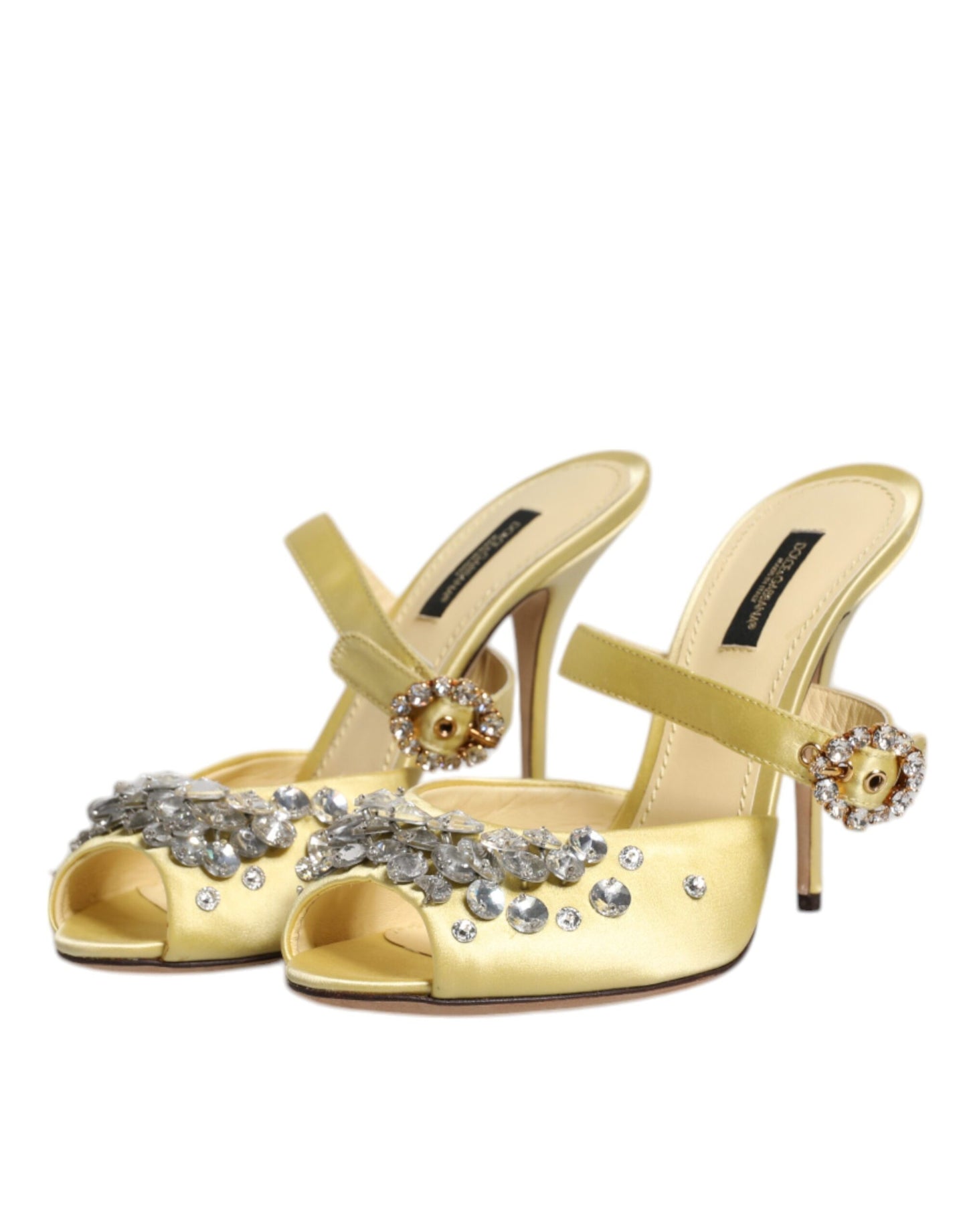 Dolce & Gabbana Gelbe Kristall-Slides KEIRA Sandalen Schuhe