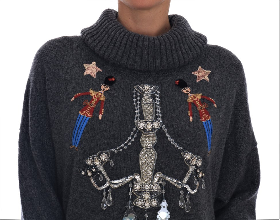 Dolce & Gabbana Märchenhafter kristallgrauer Kaschmirpullover