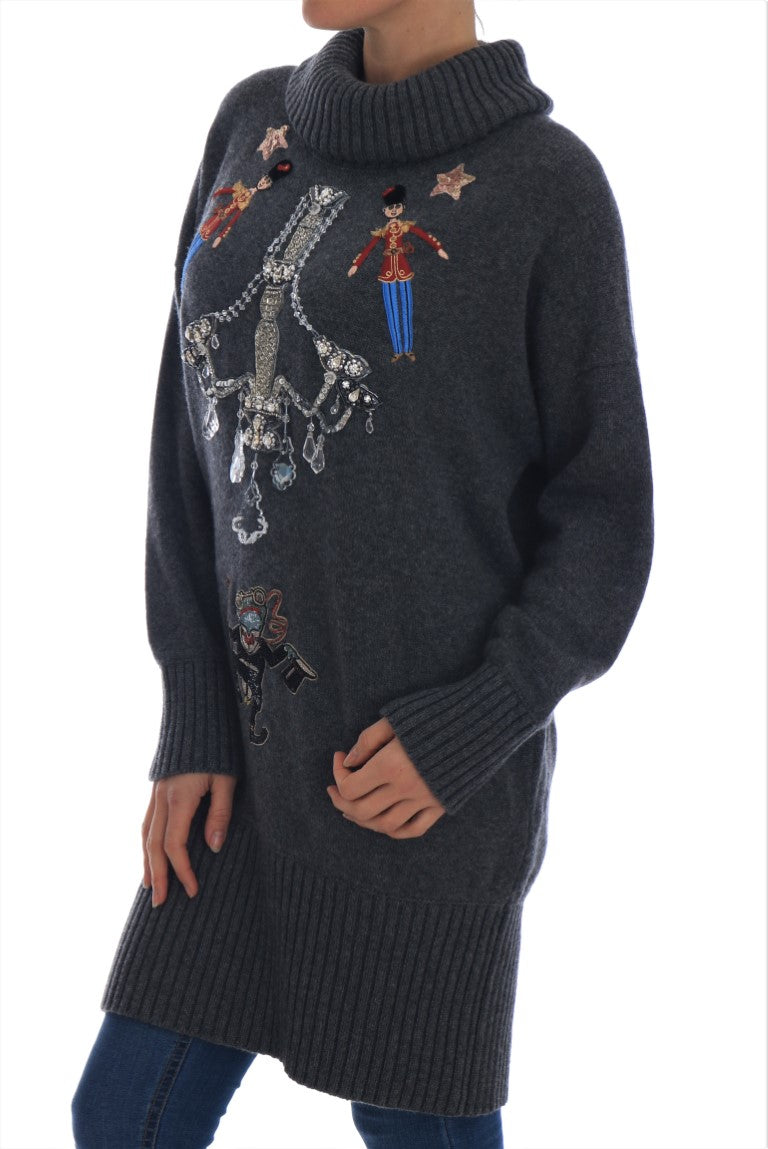 Dolce & Gabbana Märchenhafter kristallgrauer Kaschmirpullover