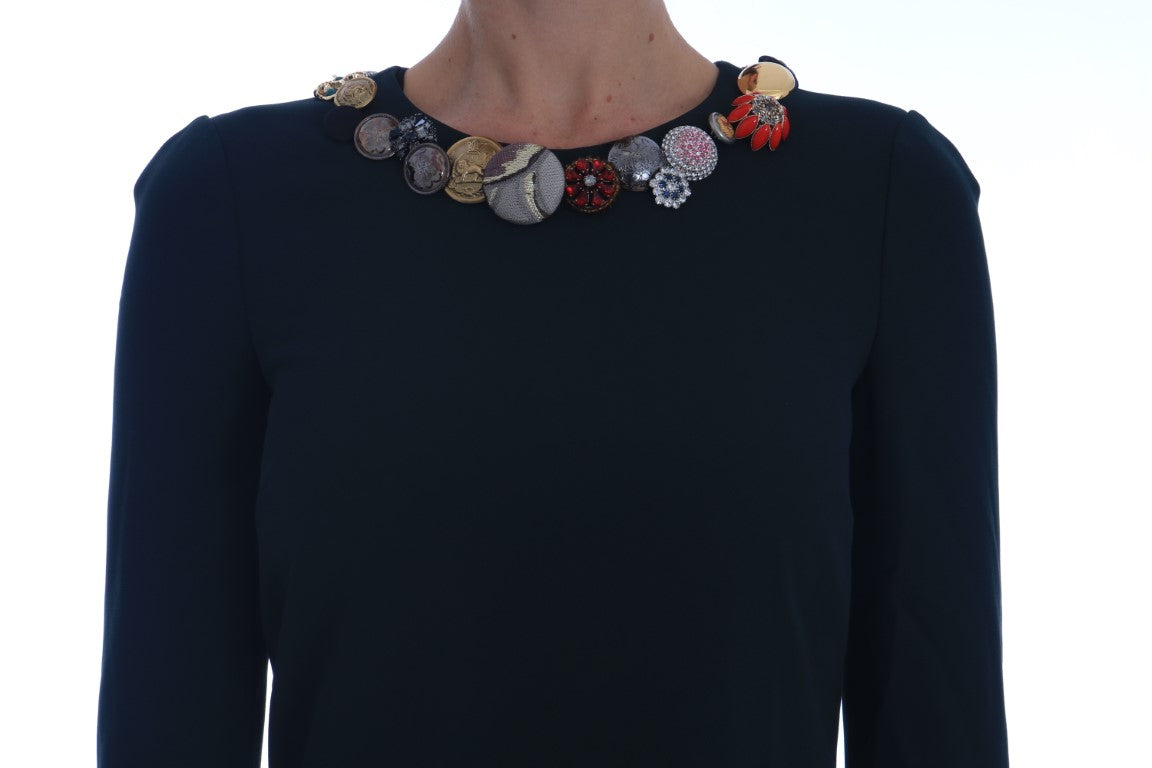 Dolce & Gabbana – Kurzes Stretch-A-Linienkleid in Kristallgrün