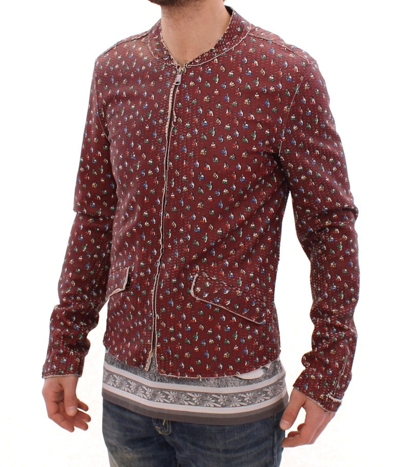 Dolce & Gabbana – Bordeauxfarbener Ledermantel mit Boxer-Print
