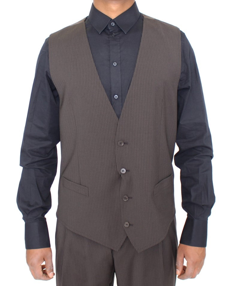 Dolce & Gabbana – Braun gestreifte Stretch-Weste