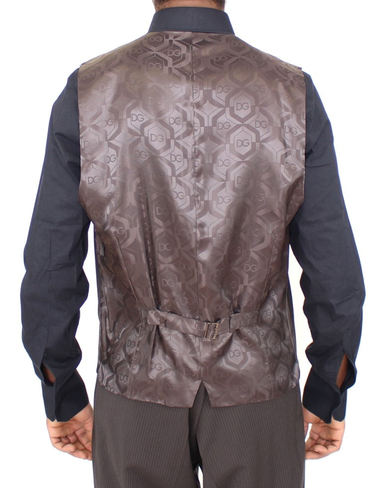 Dolce & Gabbana – Braun gestreifte Stretch-Weste