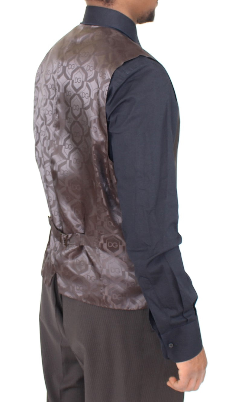 Dolce & Gabbana – Braun gestreifte Stretch-Weste