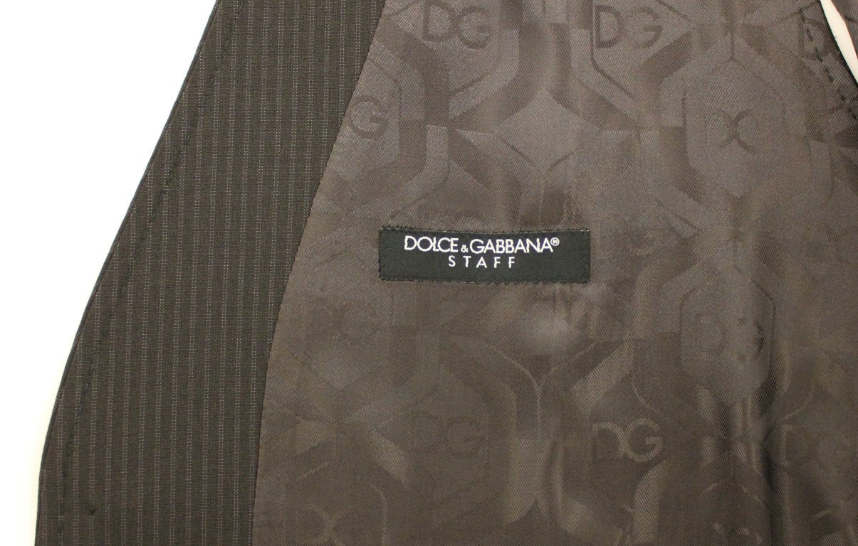Dolce & Gabbana – Braun gestreifte Stretch-Weste