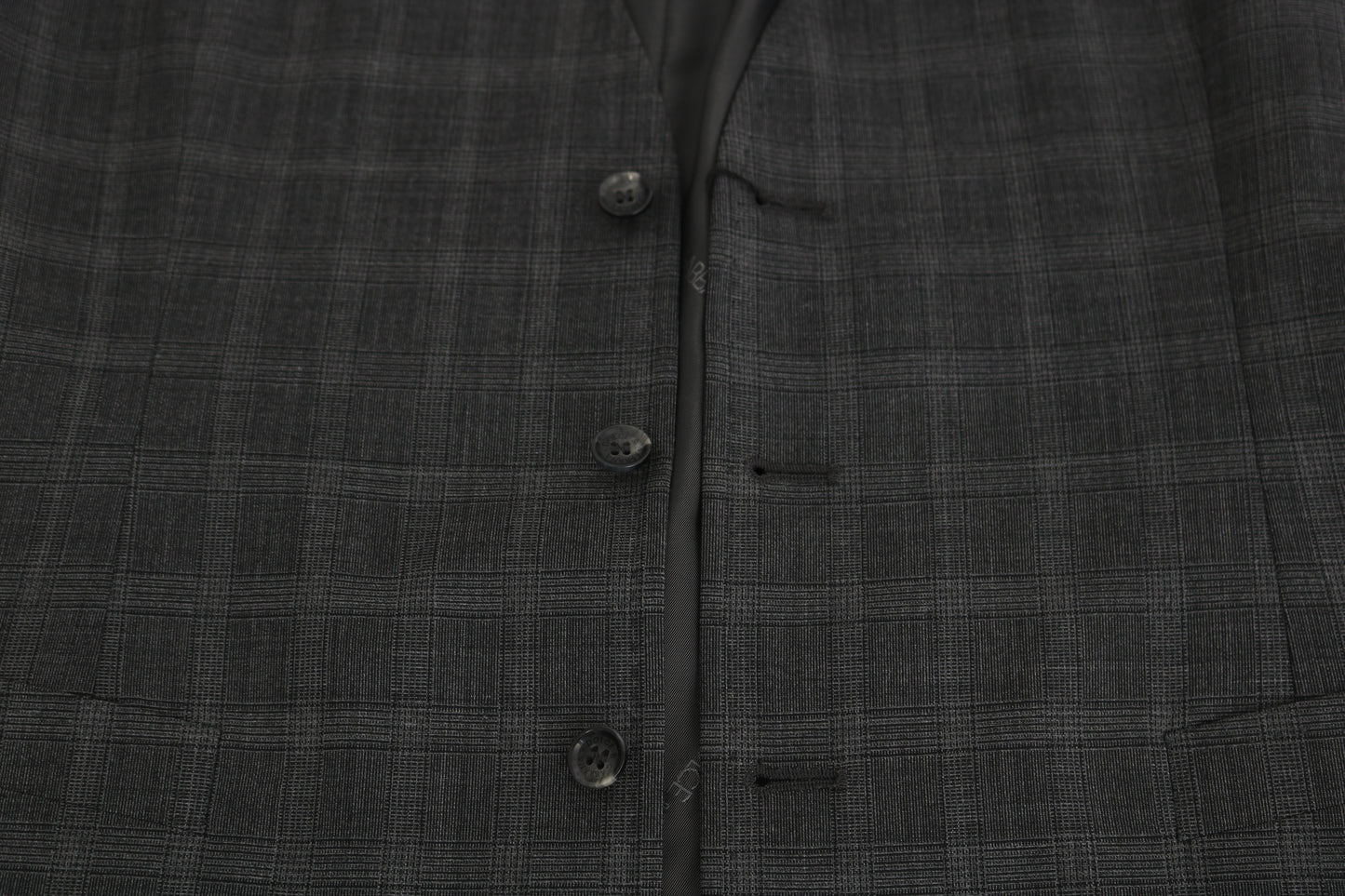 Dolce & Gabbana Graue Wolle STAFF Karierte Stretch-Strickjacke