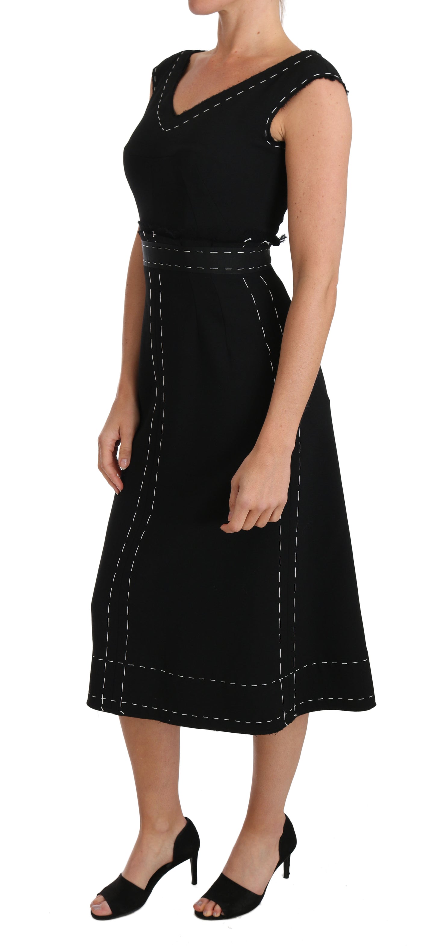 Dolce & Gabbana Schwarzes A-Linien-Etuikleid aus Wollstretch
