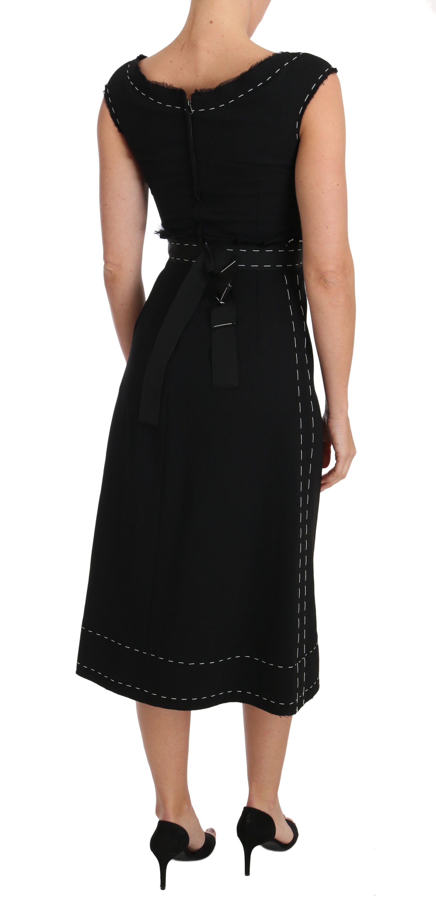 Dolce & Gabbana Schwarzes A-Linien-Etuikleid aus Wollstretch