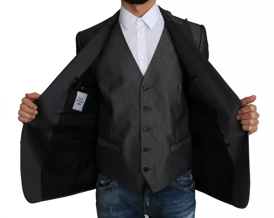 Dolce & Gabbana Grauer MARTINI 2-teiliger Weste-Mantel-Blazer