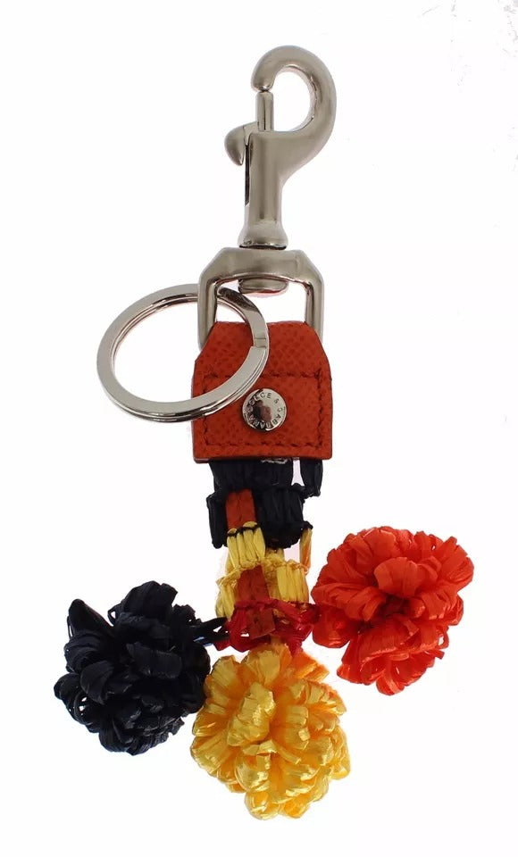 Dolce & Gabbana Schlüsselanhänger mit Raffia-Lederverschluss, Rot/Gelb