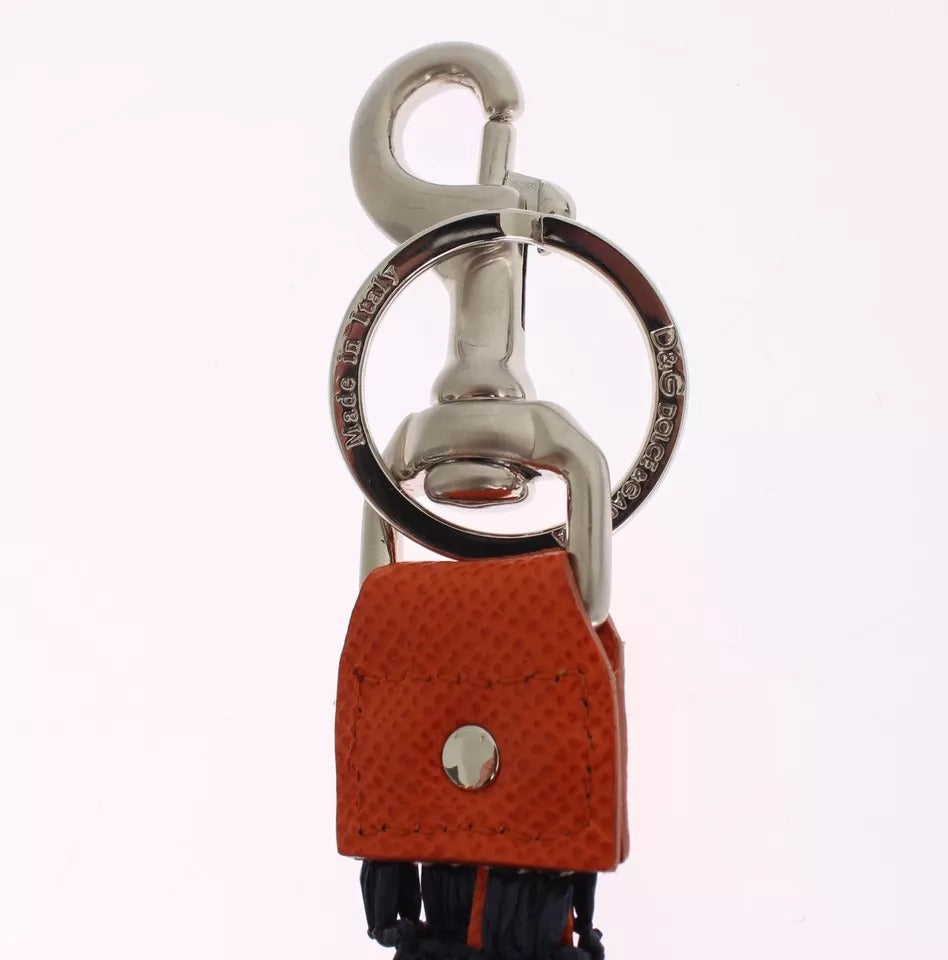 Dolce & Gabbana Schlüsselanhänger mit Raffia-Lederverschluss, Rot/Gelb
