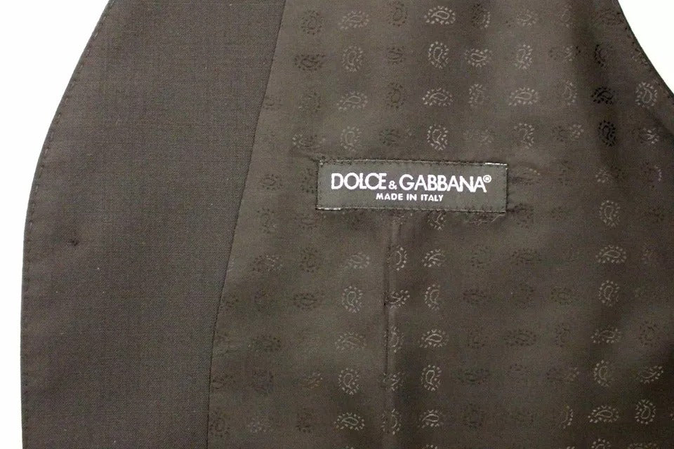 Dolce & Gabbana Schwarzes Woll-Seidenkleid, Weste, Jacke, Weste