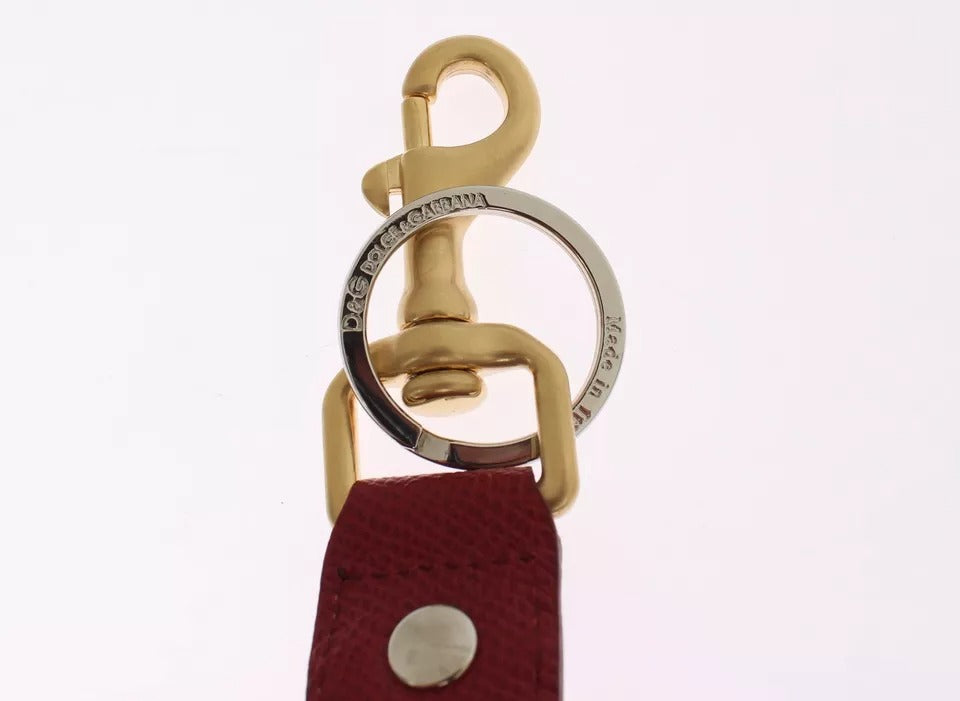 Dolce & Gabbana – Schlüsselanhänger mit mehrfarbiger Raffia-Lederkette und Verschlussfinder