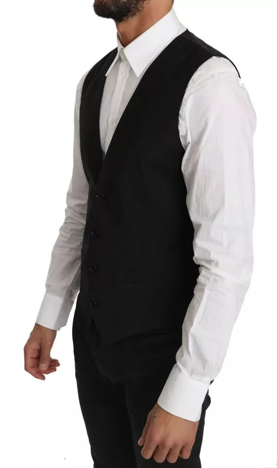 Dolce & Gabbana – Schwarze Weste aus Wolle mit Logo