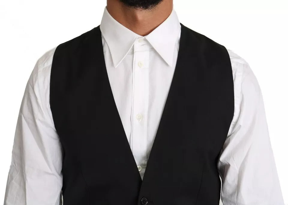 Dolce & Gabbana – Schwarze Weste aus Wolle mit Logo